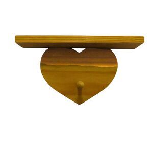 Vintage Handmade Wood Heart Shelf for Wall Decor, Cottage Core, Country, Brown
